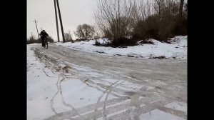 Жёсткий дрифт на велосипеде зимой. #1