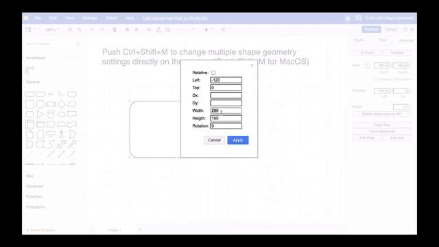 Shortcut - Quick-edit the geometry of your draw.io shapes in Atlassian Confluence