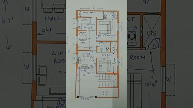 22x45 North Face Vastu Home Plan || 25 x 45 Ghar Ka Naksha || 25x45 Unik Home design || 25x45 का घर