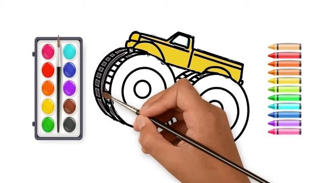 Раскраска для детей МОНСТР ТРАК. Мультики - как нарисовать машину монстр-трак смотреть онлайн