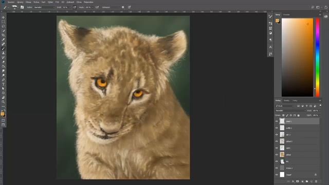 Cute Lion Cub Photoshop Digital Painting Process смотреть онлайн