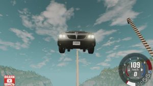 BeamNG Drive Спуск по рампе без тормозов на автомобиле! (Pontiac Aztek) Мод патруль!