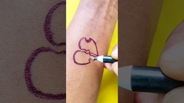 how to draw heart dil tattoos #shorts  || how to make tattoo heart on hand #shorts