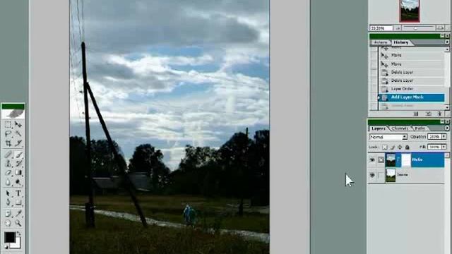 Видеоуроки по фотошопу. 4. Монтаж снимка с помощью маски слоя смотреть онлайн