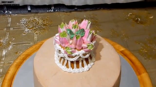 УКРАШЕНИЕ ТОРТОВ, Торт "Ваза с тюльпанами" от SWEET BEAUTY СЛАДКАЯ КРАСОТА, Cake decoration смотреть онлайн