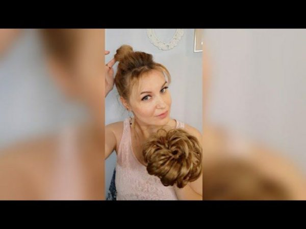 Простая прическа за 1 минуту. Парик пучок для прически. #shorts  hair wig. hairdresser