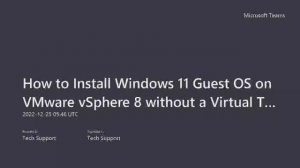 How to Install Windows 11 Guest OS on VMware vSphere 8 without a Virtual TPM 2.0?