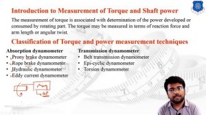 L 37 Torque and Shaft Power and its Instruments | Mechanical Measurement and Metrology | Mechanical