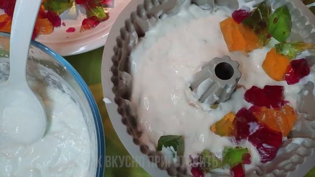 Торт  Битое стекло или Калейдоскоп. Очень легкий и быстрый  желейный десерт. Без выпечки. Вкуснющий
