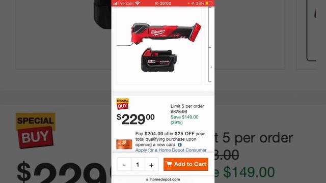 Milwaukee m18 oscillating multitool with free 5ah battery￼ #milwaukee #ToolDeals #homedepot ￼#short