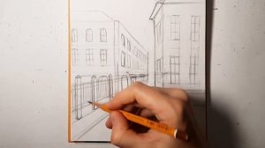 Городской пейзаж карандашом