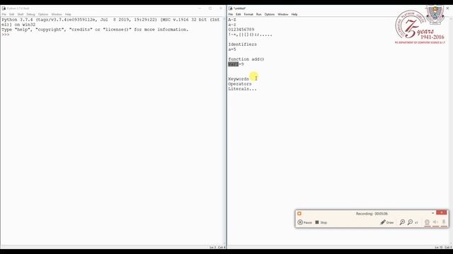 Tokens in Python | PG DEPT. of CS & IT | Doaba College Jalandhar