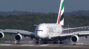 Посадка А-380 сильный ветер в Дюссельдорфе Düsseldorf 05102017