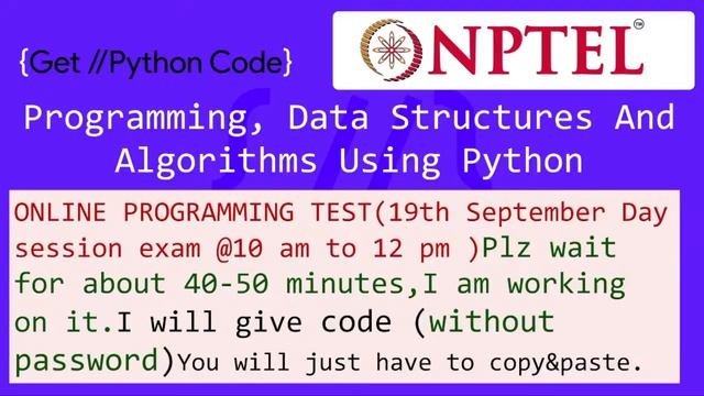 Online Programming Test Of Programming, Data Structures And Algorithms Using Python :Day Session