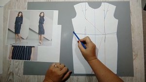 Платье с Глубокими Складками по Полочке и отрезное по линии талии. Делаем Выкройку сами №209