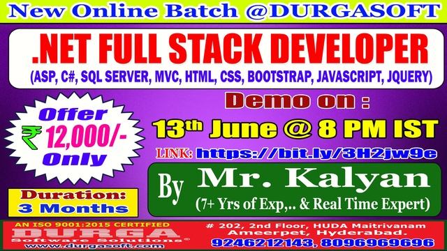 .NET FULL STACK DEVELOPER Online Training @ DURGASOFT