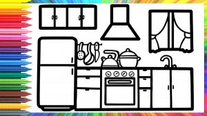How to draw a kitchen for children/Как нарисовать кухню для детей/Bolalar uchun oshxona chizish