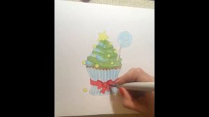 Markers Speed drawing painting sketching tutorial.Cupcake. Рисовать, скечинг маркерами.