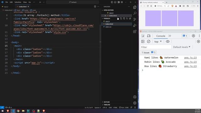 JS array .forEach() method