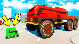 ПОЙМАТЬ И РАЗДАВИТЬ! ОГРОМНАЯ ЛЕГО ТАЧКА РАСПЛЮЩИЛА МАЛЕНЬКУЮ! КОШКИ МЫШКИ В БРИК РИГС (Brick Rigs)