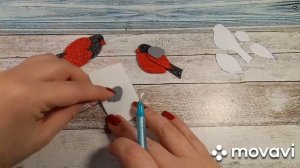 Серединка для бантика Снегири Часть 1 Снегири из фоамирана своими руками