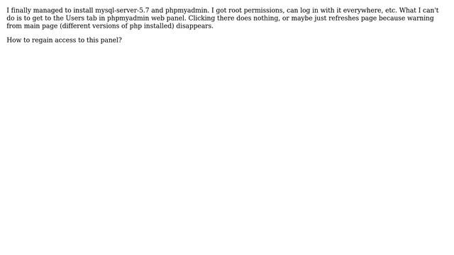 Ubuntu: phpmyadmin can't click users tab смотреть онлайн