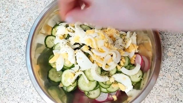 Салат из редиски с яйцом и огурцом// Салат к любому мясу.