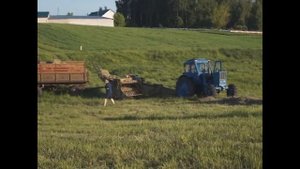 Как мы убираем сено. Пресс Fortschritt К 454. Трактор МТЗ-52 Прессуем сено