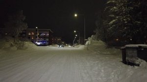 Swedish Girl Walking in Kiruna Up North Sweden Lapland Town