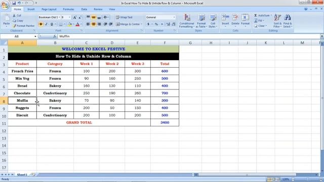 How to HIDE & UNHIDE - ROW & COLUMN in excel - Tamil смотреть онлайн