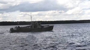 Туристический причал в пасмурную погоду (г. Мариинский Посад)