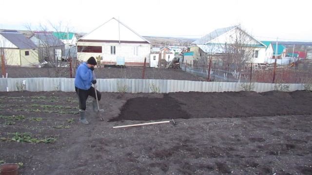 Копаю и бороню землю в огороде для грядок. смотреть онлайн