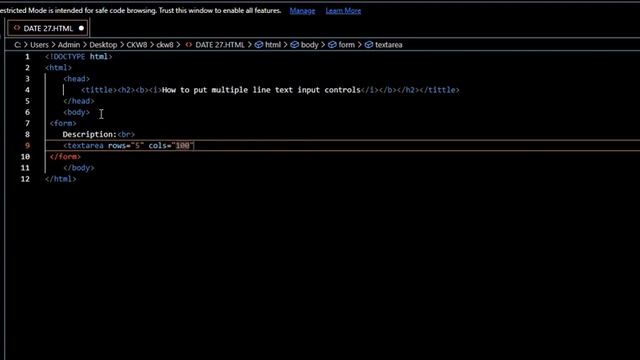 HOW TO INPUT MULTIPLE-LINE TEXT INPUT CONTROLS IN HTML WEBPAGE смотреть онлайн