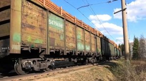 "Сборный тройник". ВЛ11М-389 А/386 А/379 Б с грузовым поездом