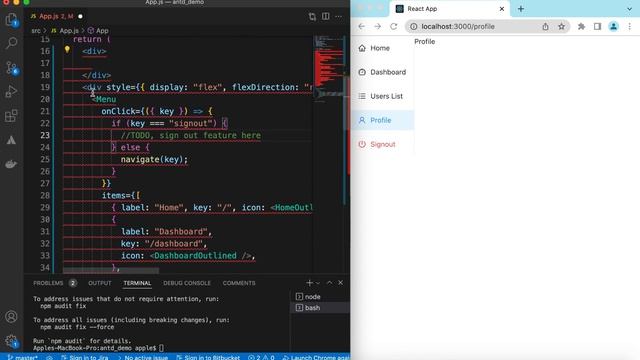App Side Menu With Routes Using Ant Design Menu And React Router DOM In ReactJS | Side Bar Tutorial