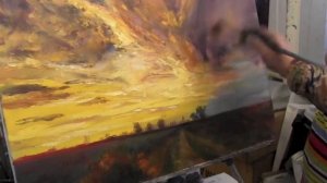 Мастер-класс по живописи маслом №60 - Закат в поле. Как рисовать. Урок рисования Игорь Сахаров