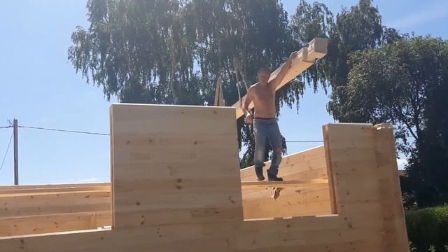 Дом из бруса своими руками . Сборка дома за 1.5 дня . Профилированный брус. смотреть онлайн