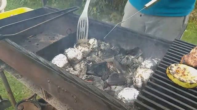 .Вспоминаем лето. Готовим овощи на огне.
