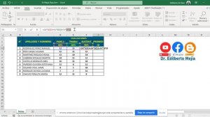 Control de notas escolares con porcentajes y promedios en Excel