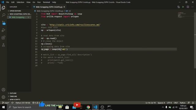 Web Scraping ESPN Cricinfo using Python in 12 Lines | For Beginners | Python Beautiful Soup