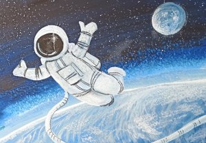 Как просто нарисовать космонавта гуашью.