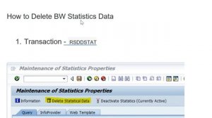 How to delete SAP BW Statistics data (Method to delete/remove BW Statistics data )