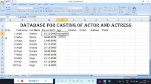 Database Handling for Casting Director in Ms excel