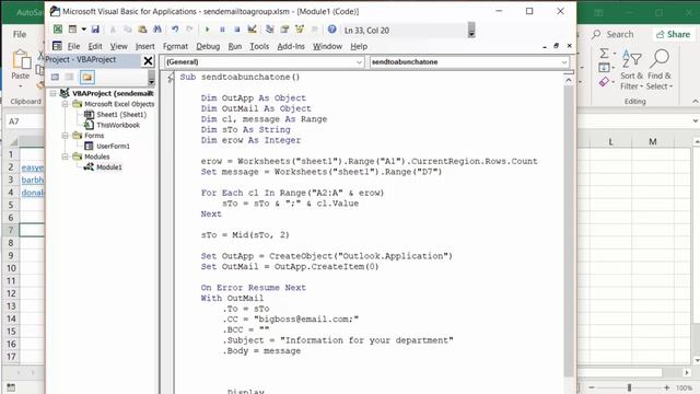 Send a group a message through Outlook. Address email to everyone on a list. With VBA code смотреть онлайн