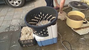 Перощипальная машина в действии
