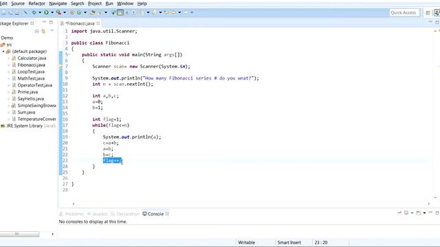 Java Program to generate first n terms Fibonacci series смотреть онлайн
