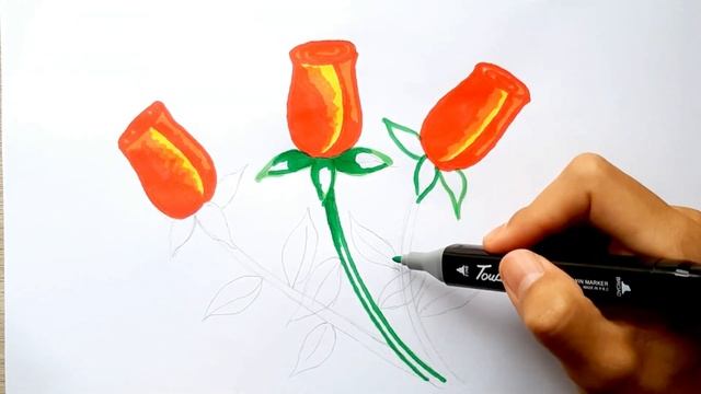 С праздником 8 марта! как рисовать красивый цветы розы ? смотреть онлайн
