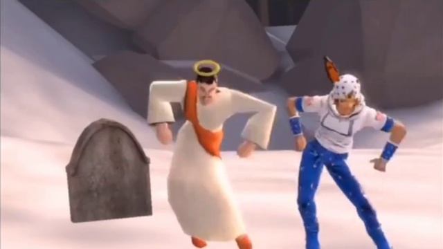 Иисус и Джонни Джостар танцуют под Pixel pig