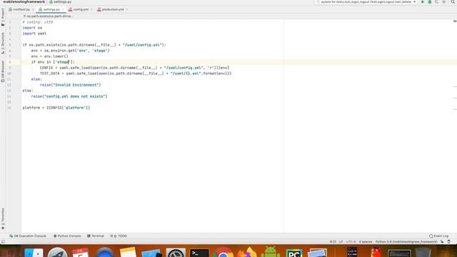 Appium Python Tutorial: Test Automation - Conftest settings in yml file #39