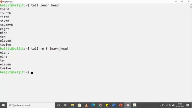 Using head and tail commands in Linux